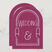 Minimalist Burgundy and White Arch Wedding 招待状 (正面/裏面)