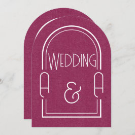 Minimalist Burgundy and White Arch Wedding 招待状