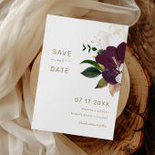 Minimalist Burgundy & Gold SAVE THE DATE 招待状