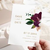 Minimalist Burgundy & Gold SAVE THE DATE 招待状