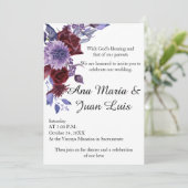 Minimalist Burgundy Lavender Dusty Blue Floral 招待状 (スタンド正面)
