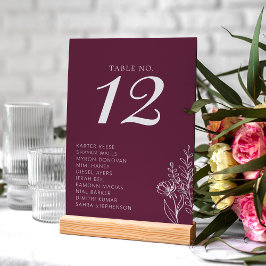 Minimalist Burgundy Modern Classic Wedding Names テーブルナンバー