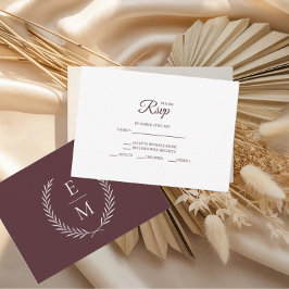 Minimalist Burgundy Wedding RSVP Cards