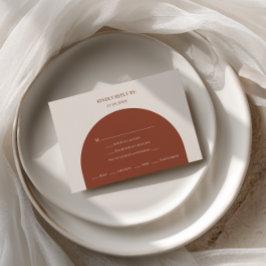 Minimalist Burnt Orange Arch Menu Choice RSVP Card