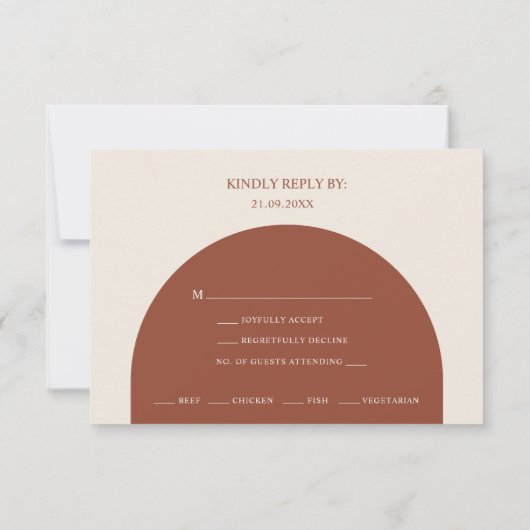 Minimalist Burnt Orange Arch Menu Choice RSVP Card (裏面)