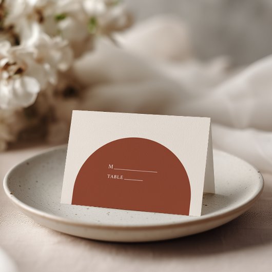 Minimalist Burnt Orange Rustic Boho Arch Wedding プレイスカード
