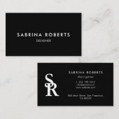 Minimalist Business Card Elegant Black and White  名刺 (正面/裏面)