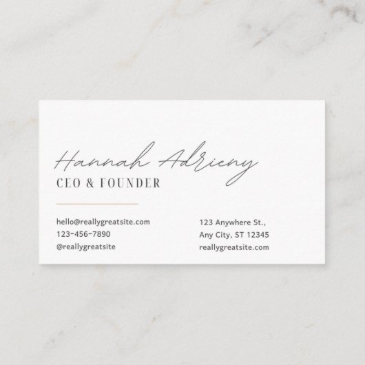 Minimalist business card for your business white 名刺 (裏面)