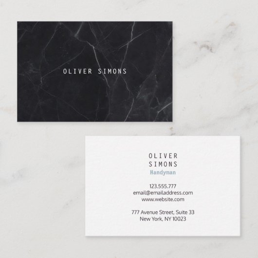 Minimalist Business Card with black marble texture 名刺 (正面/裏面)