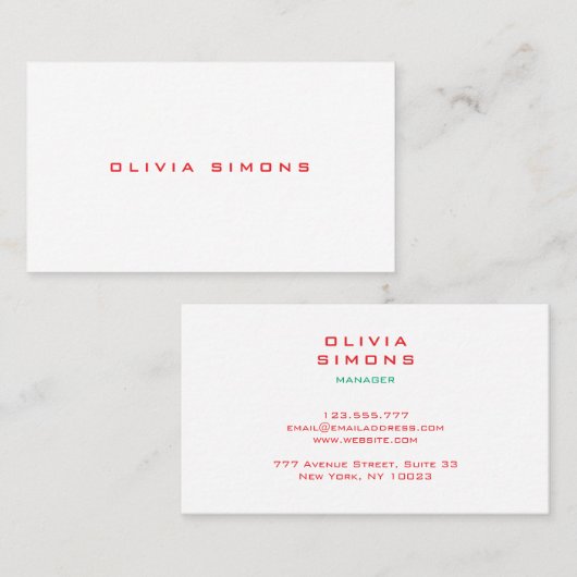 Minimalist Business Cards 名刺 (正面/裏面)