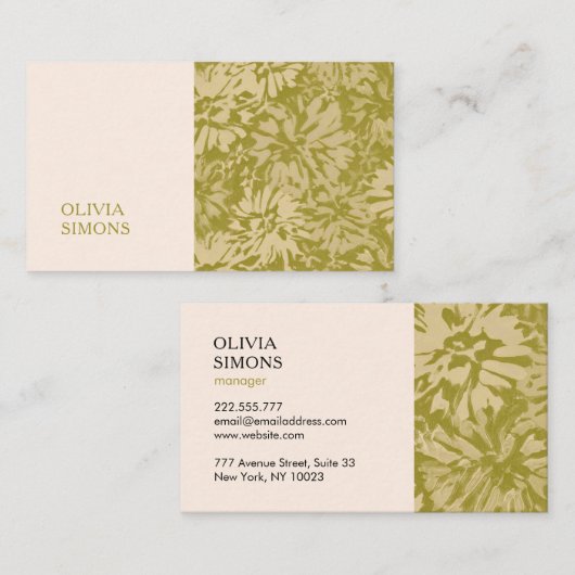 Minimalist Business Cards in boho floral style. 名刺 (正面/裏面)