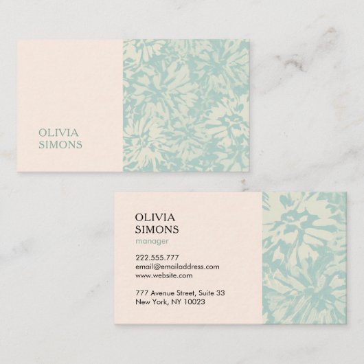 Minimalist Business Cards in boho floral style. 名刺 (正面/裏面)
