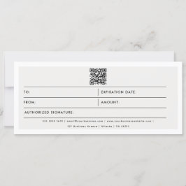 Minimalist Business Logo QR Code Gift Certificate