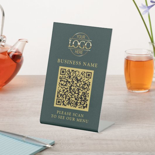 Minimalist Business Logo QR Code Menu Contactless 台座サイン (インサイチュ)