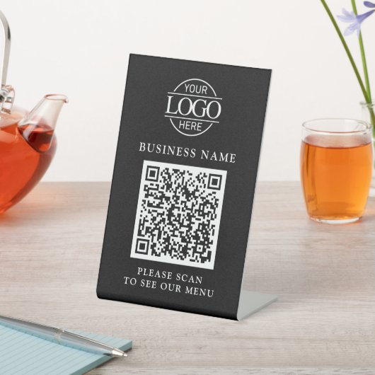 Minimalist Business Logo QR Code Menu Contactless 台座サイン (インサイチュ)