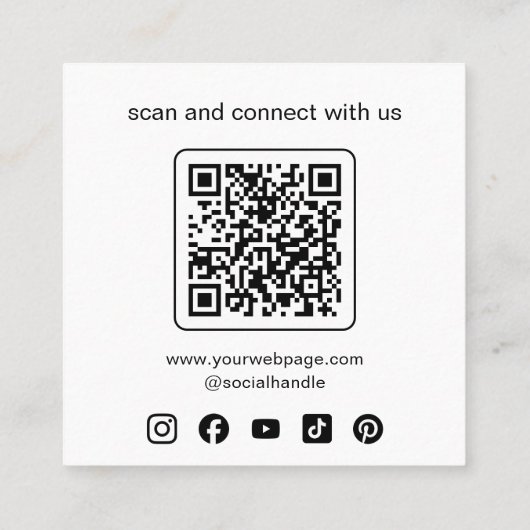 Minimalist Business Logo QR Code Social Media スクエア名刺 (裏面)