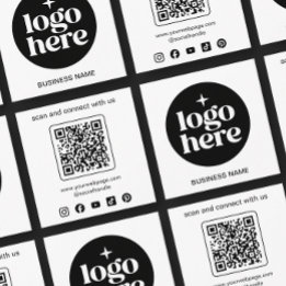 Minimalist Business Logo QR Code Social Media スクエア名刺