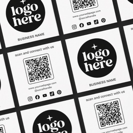 Minimalist Business Logo QR Code Social Media スクエア名刺