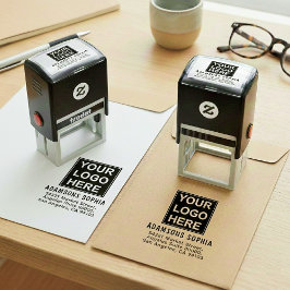 Minimalist Business Name & Address & Logo セルフインキングスタンプ