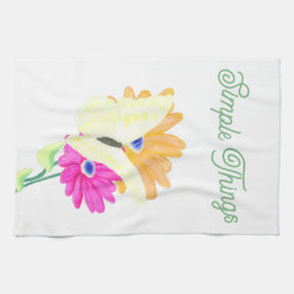 Minimalist Butterfly and Flowers 'Simple Things'  キッチンタオル