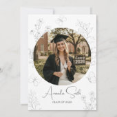 Minimalist Butterfly Floral Graduation Invite 招待状 (裏面)