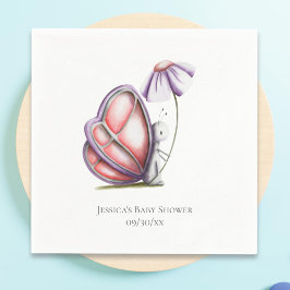 Minimalist Butterfly Flower Baby Shower スタンダードカクテルナプキン