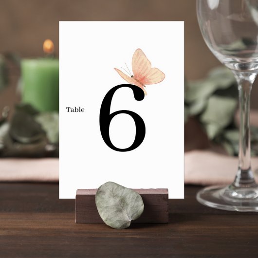 Minimalist Butterfly Wedding Table Number Card テーブルナンバー