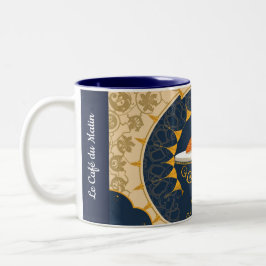 Minimalist Café au Lait French Typography ツートーンマグカップ