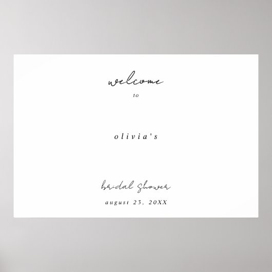 Minimalist Calligraphy Bridal Shower Welcome  ポスター (正面)