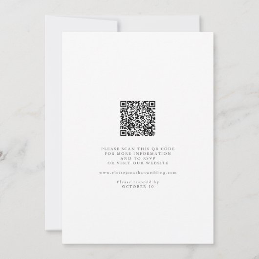 Minimalist Calligraphy Crest QR Code Chic Wedding 招待状 (裏面)