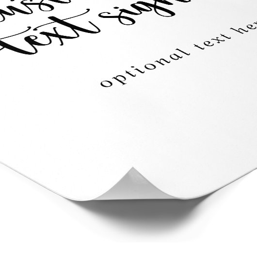 Minimalist Calligraphy Custom Text Sign ポスター (角)