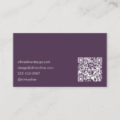 Minimalist Calligraphy Dark Purple Modern QR Code 名刺 (裏面)