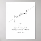 Minimalist Calligraphy Favors Sign | Bridal Shower ポスター (正面)