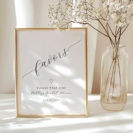Minimalist Calligraphy Favors Sign | Bridal Shower ポスター