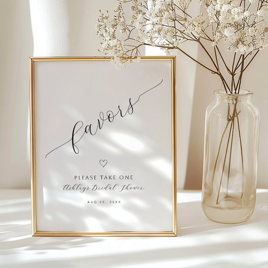 Minimalist Calligraphy Favors Sign | Bridal Shower ポスター