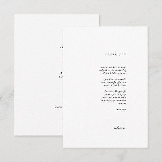 Minimalist Calligraphy Flat Thank You Card サンキューカード (正面/裏面)