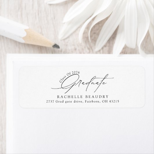 Minimalist Calligraphy Graduation Return Address ラベル (インサイチュ)