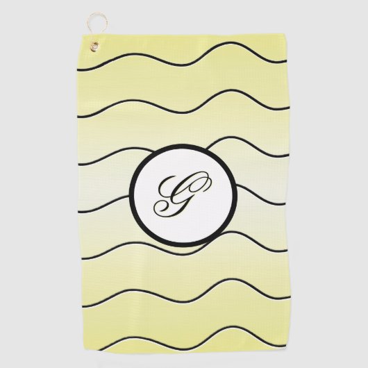 Minimalist Calligraphy Initial Subdued Yellow ゴルフタオル (正面)