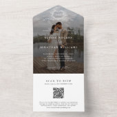 Minimalist Calligraphy monogram QR Code Photo オールインワン招待状 (内側)