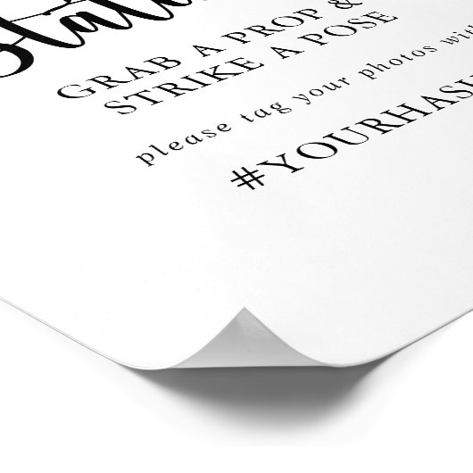 Minimalist Calligraphy Selfie Station Sign ポスター (角)