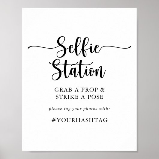 Minimalist Calligraphy Selfie Station Sign ポスター (正面)