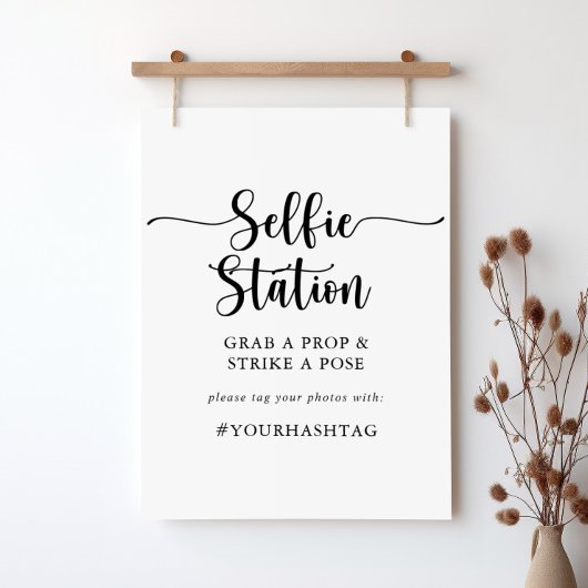 Minimalist Calligraphy Selfie Station Sign ポスター