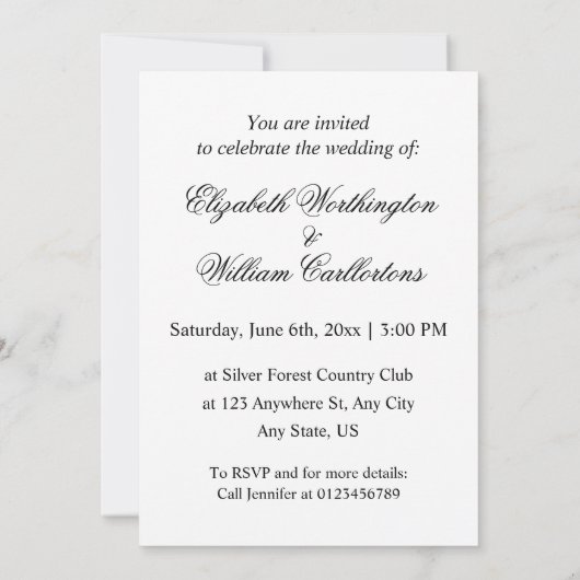 Minimalist calligraphy text  invitation 招待状 (裏面)