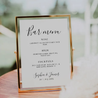 Minimalist Calligraphy  Wedding Bar Menu Sign 台座サイン