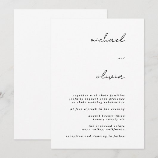 Minimalist Calligraphy Wedding Invitation 招待状 (正面/裏面)