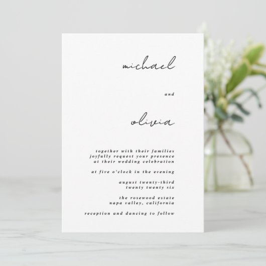 Minimalist Calligraphy Wedding Invitation 招待状 (スタンド正面)