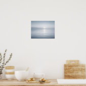 Minimalist Calm Blue Ocean Horizon Sun Reflection ポスター (キッチン)