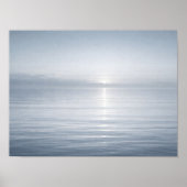 Minimalist Calm Blue Ocean Horizon Sun Reflection ポスター (正面)