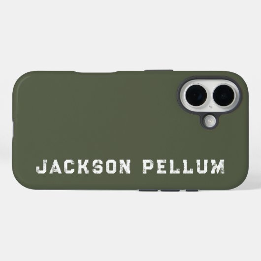 Minimalist Camo Green Monogram Name Case-Mate Case-Mate iPhoneケース (裏面 (横))
