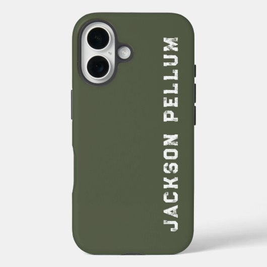 Minimalist Camo Green Monogram Name Case-Mate iPhoneケース (裏面)